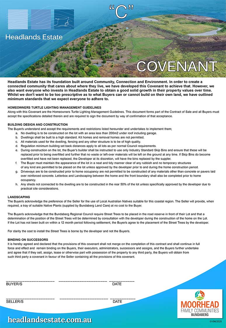 Headlands Estate - Covenant